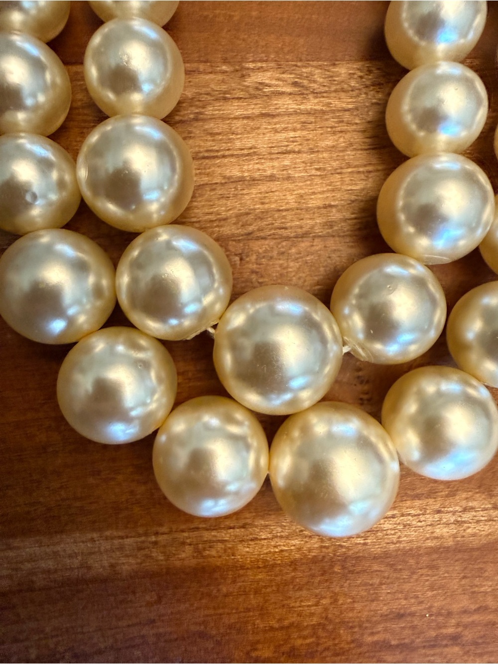 Vintage Ivory Graduated Faux Pearl Dual-Strand Necklace Coquette Champagne - Picture 8 of 11
